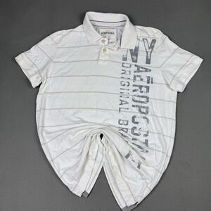 Vintage Y2K Aeropostale Grunge Polo Shirt Mens XL Striped Mallcore STAINS READ